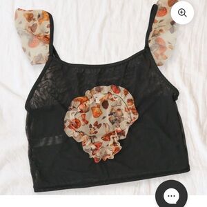 Women's Black Ruffle Trim and mushroom Intimate cami